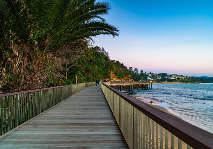 The new Terrigal Boardwalk opened on 14 April 2021 and provides accessible pedestrian access around the headland between the Terrigal Beach and The Haven.